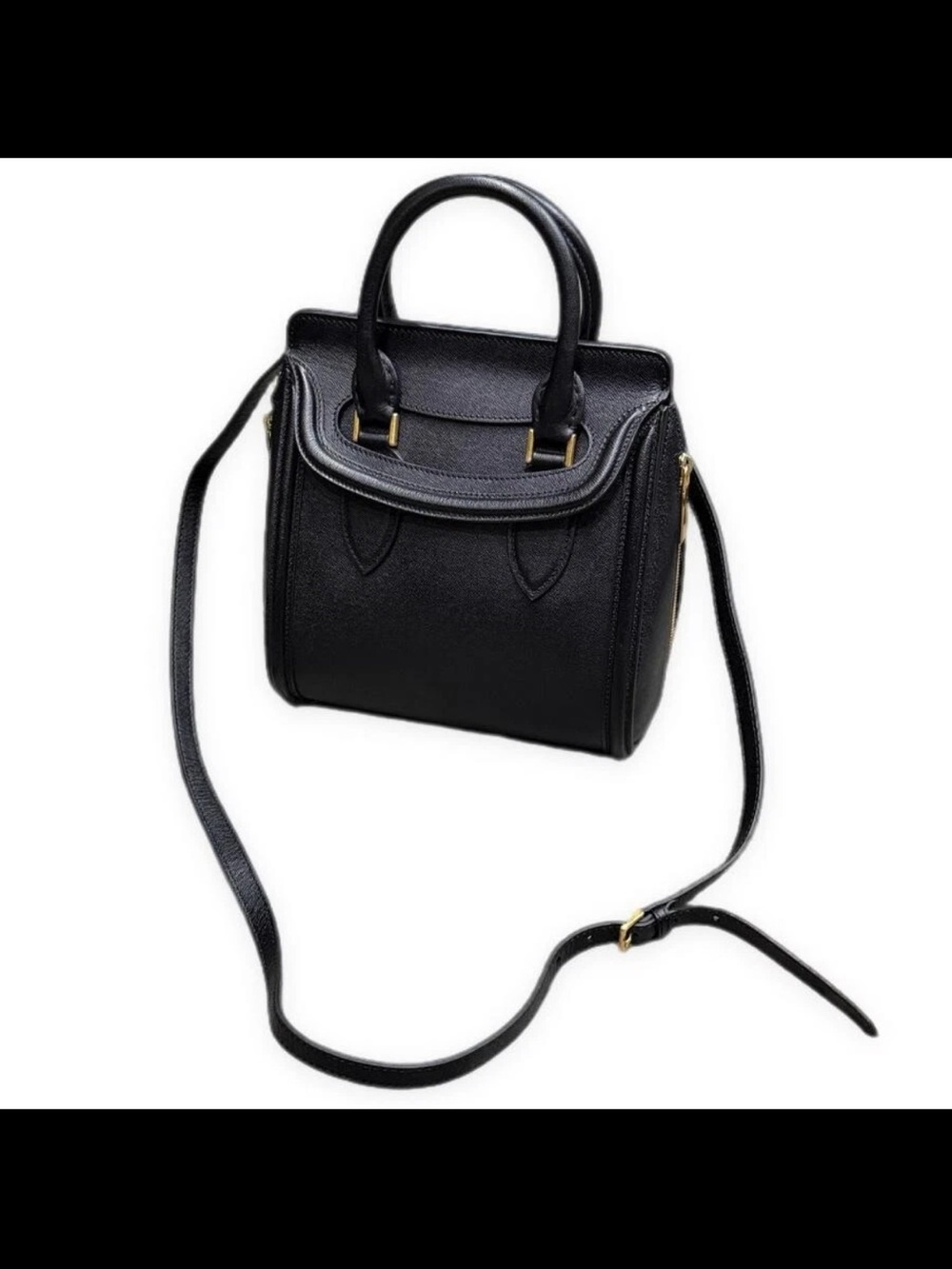 Alexander McQueen Black Leather Top-Handle Crossbody Bag